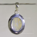 Natural Rainbow Moonstone Gemstone 925 Sterling Silver Pendant